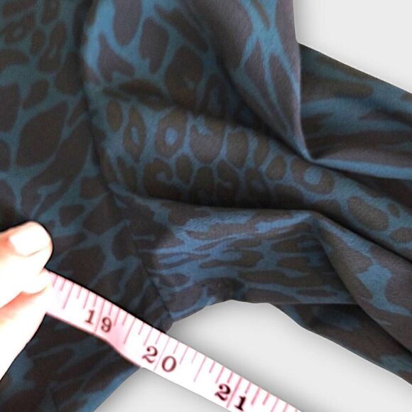Top Shop Leopard Midi Sz 8 Turquoise Black Button Crepe Dress Academia Whimsicor - Picture 13 of 13